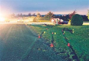 Tire marks at collision scene